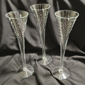 Vintage Optic Swirl, Hollow Stem Champagne Flutes - Set of 3
